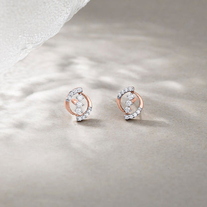 Sweeping Glow Diamond & Gold Stud Earrings for Women
