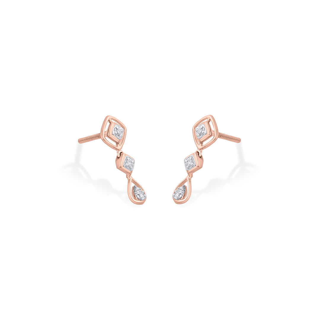 Gleam Chain Diamond & Gold Drops & Danglers Earrings for Women