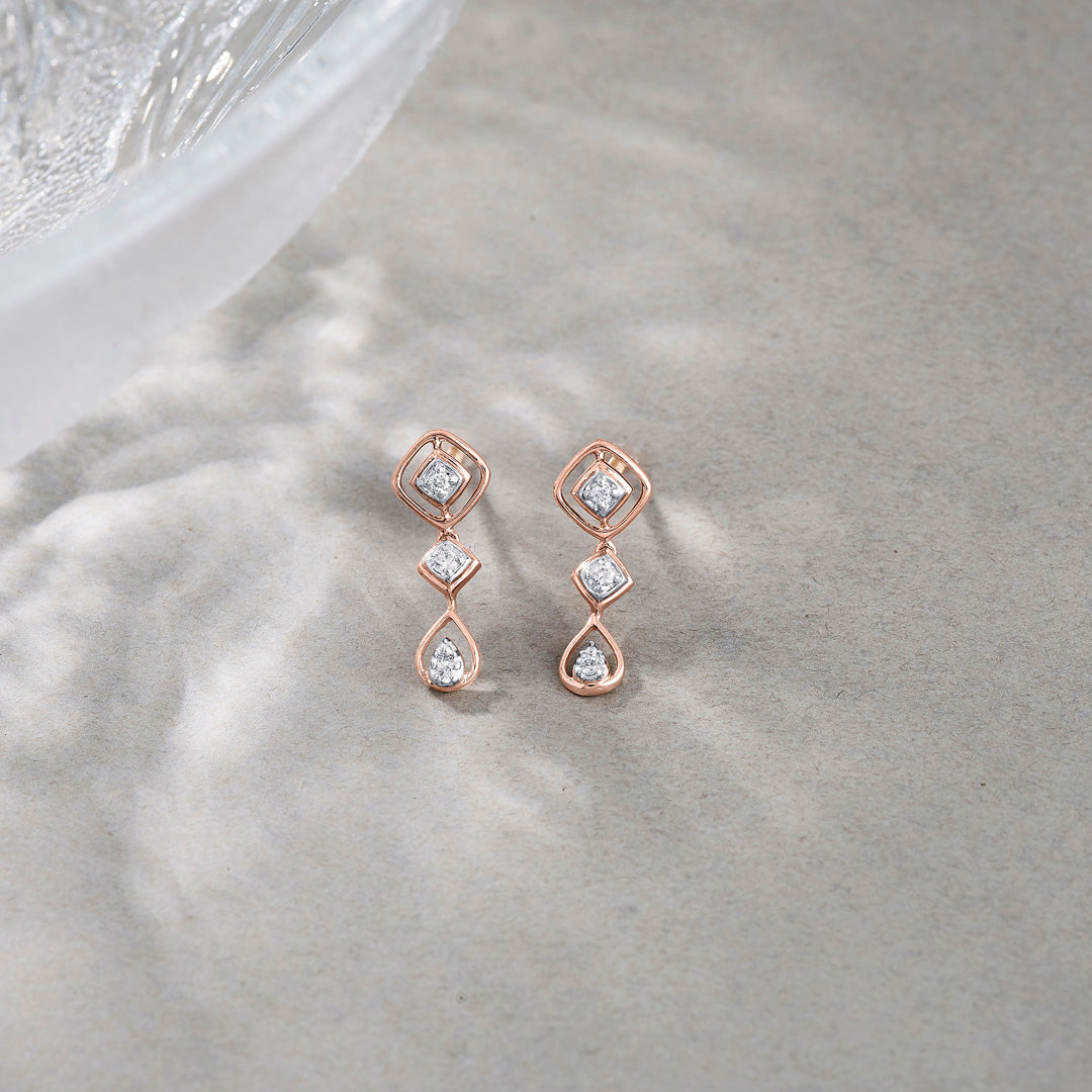 Gleam Chain Diamond & Gold Drops & Danglers Earrings for Women