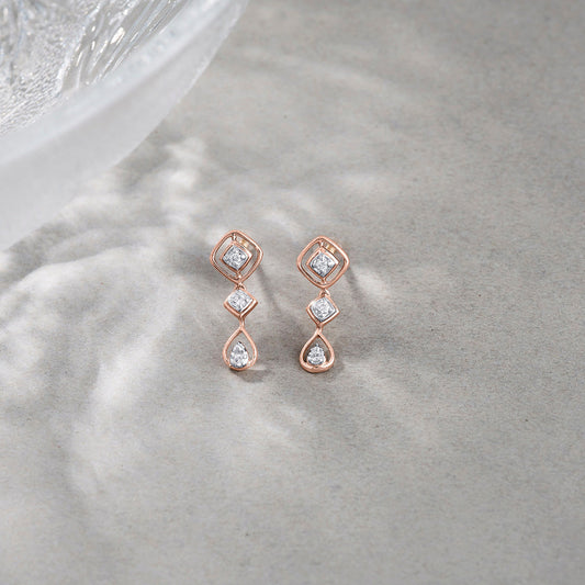 Gleam Chain Diamond & Gold Drops & Danglers Earrings for Women