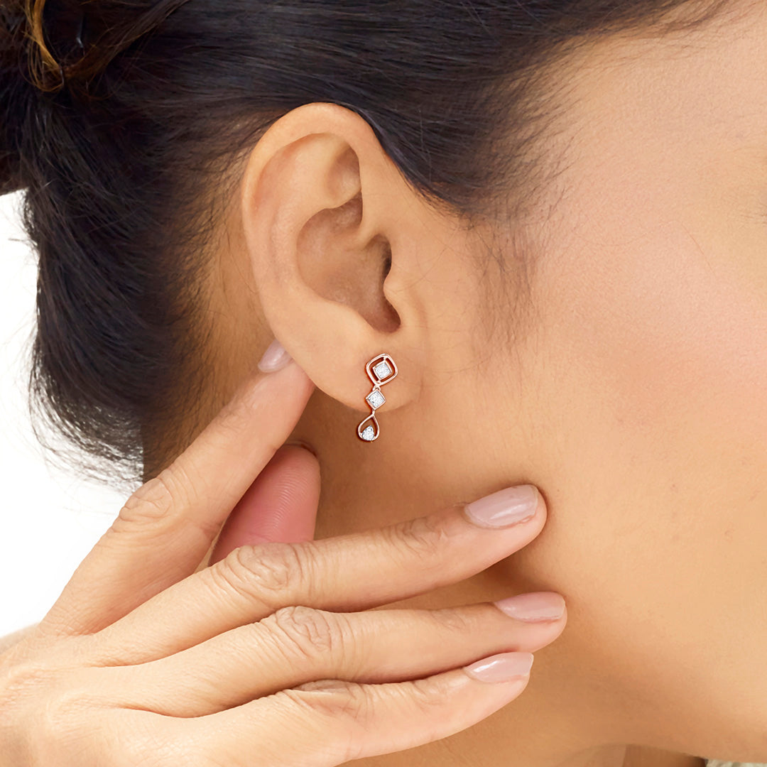 Gleam Chain Diamond & Gold Drops & Danglers Earrings for Women