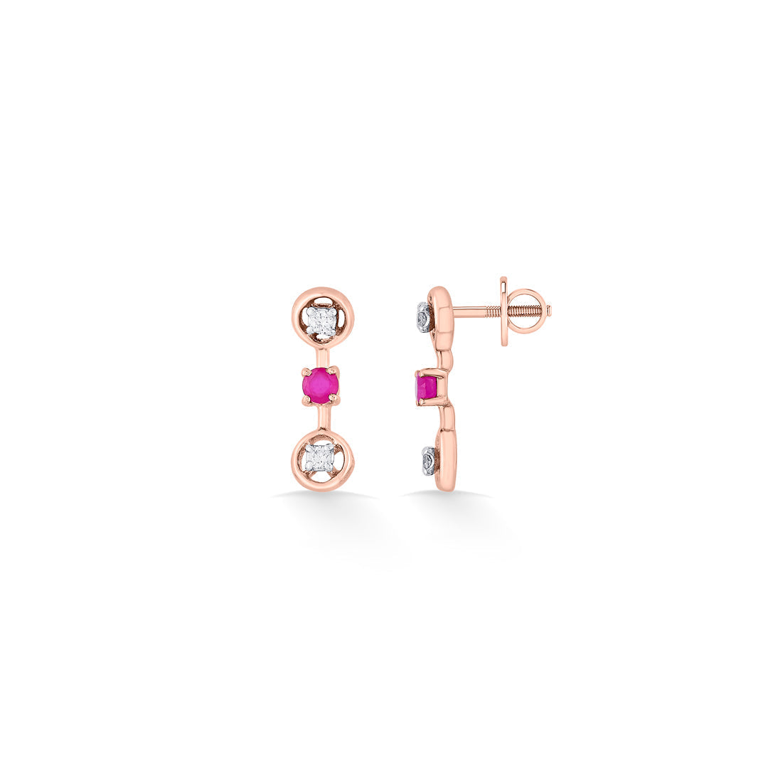Interlocked Hearts Diamond & Gold Drops & Danglers Earrings for Women