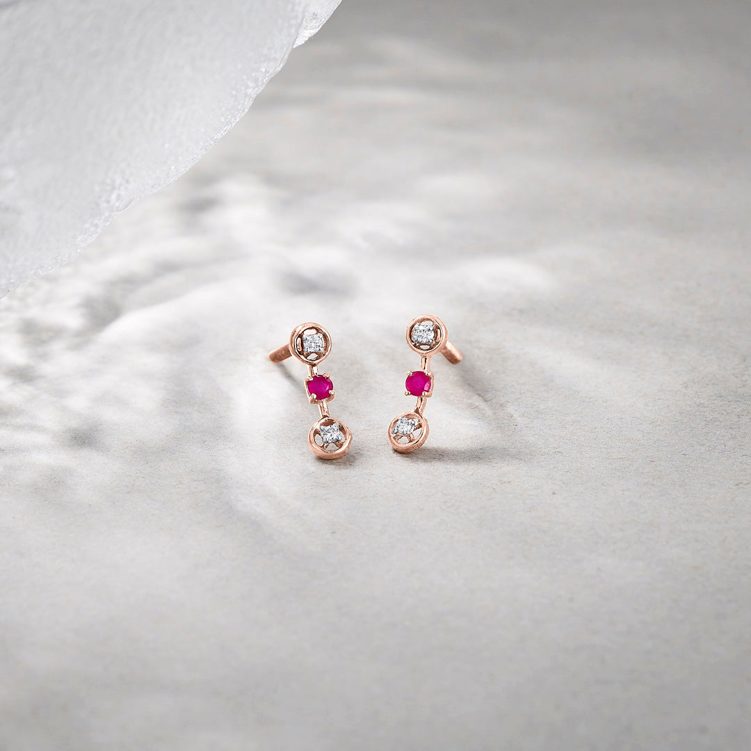 Interlocked Hearts Diamond & Gold Drops & Danglers Earrings for Women