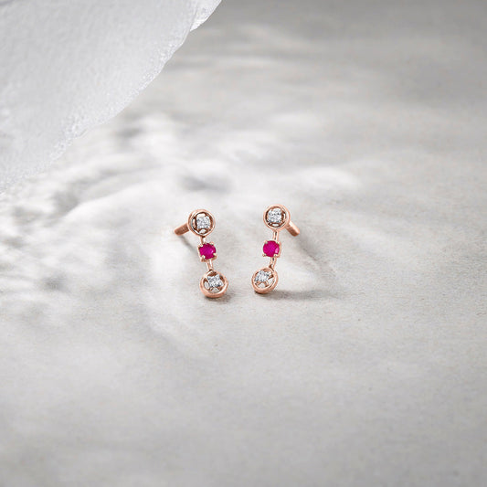 Interlocked Hearts Diamond & Gold Drops & Danglers Earrings for Women