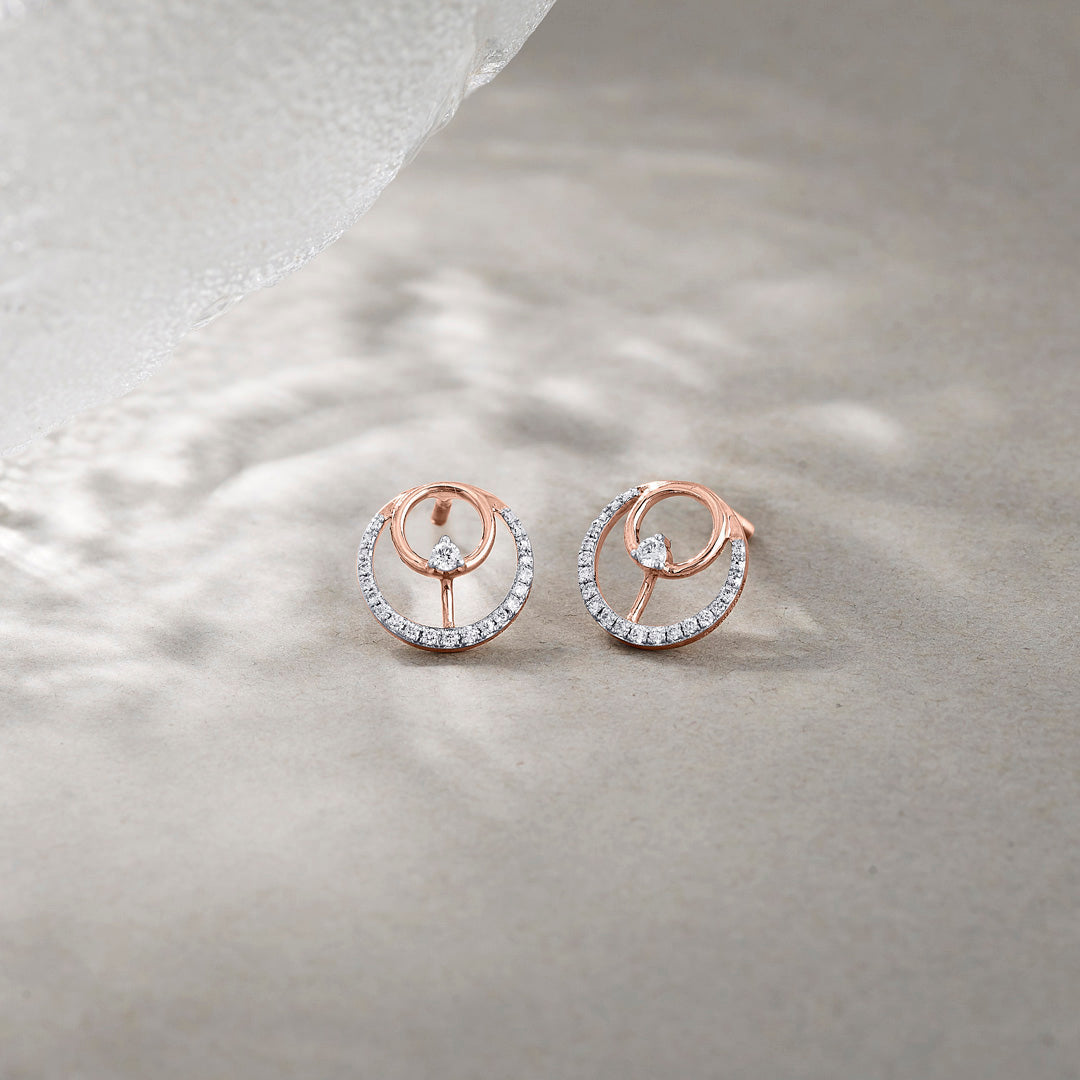 Celestial Radiance Diamond & Gold Stud Earrings for Women