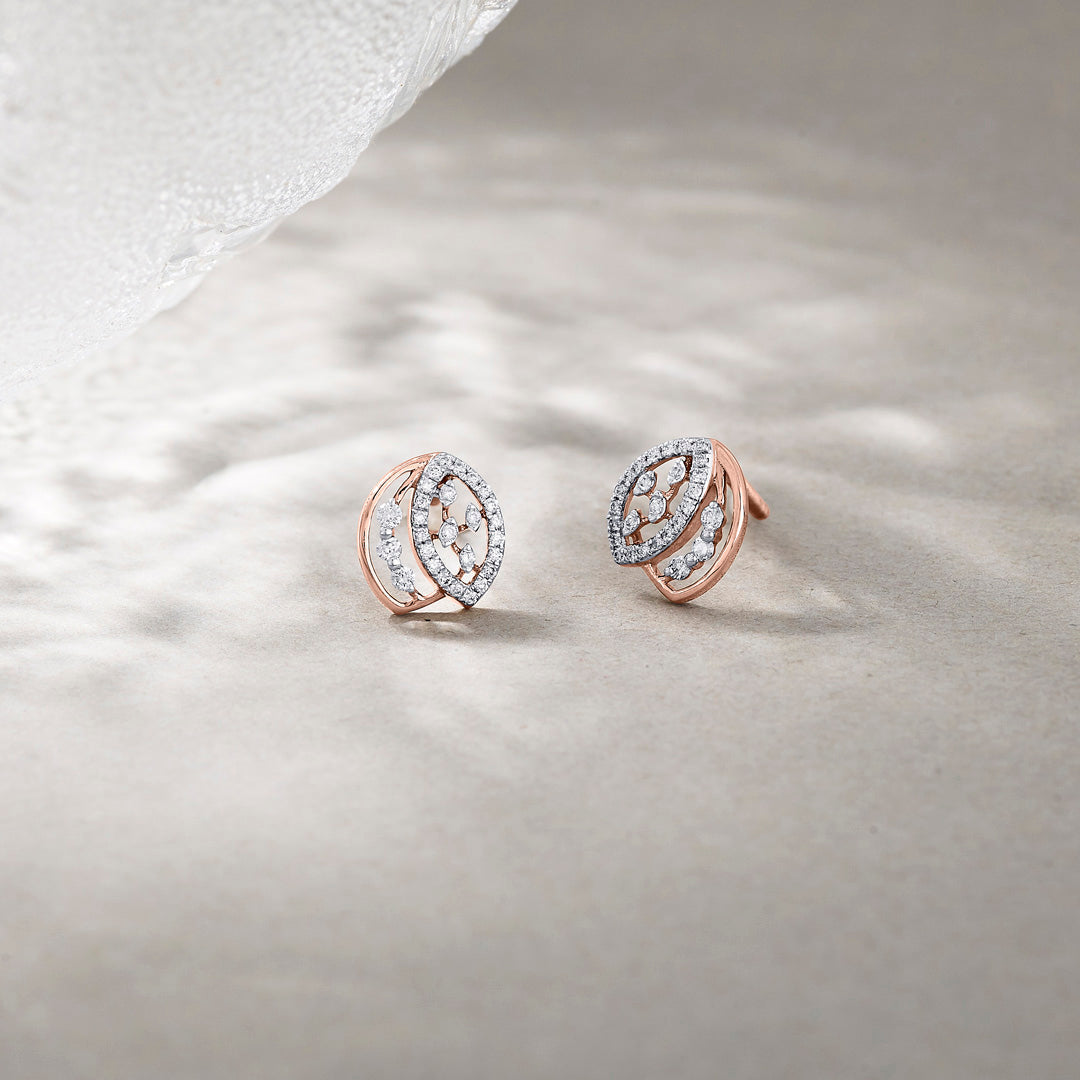 Celestial Shine Diamond & Gold Stud Earrings for Women
