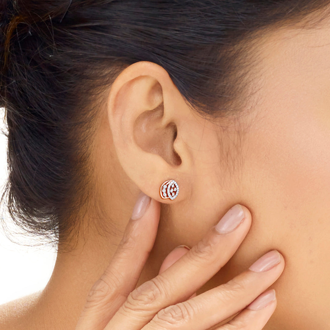Celestial Shine Diamond & Gold Stud Earrings for Women