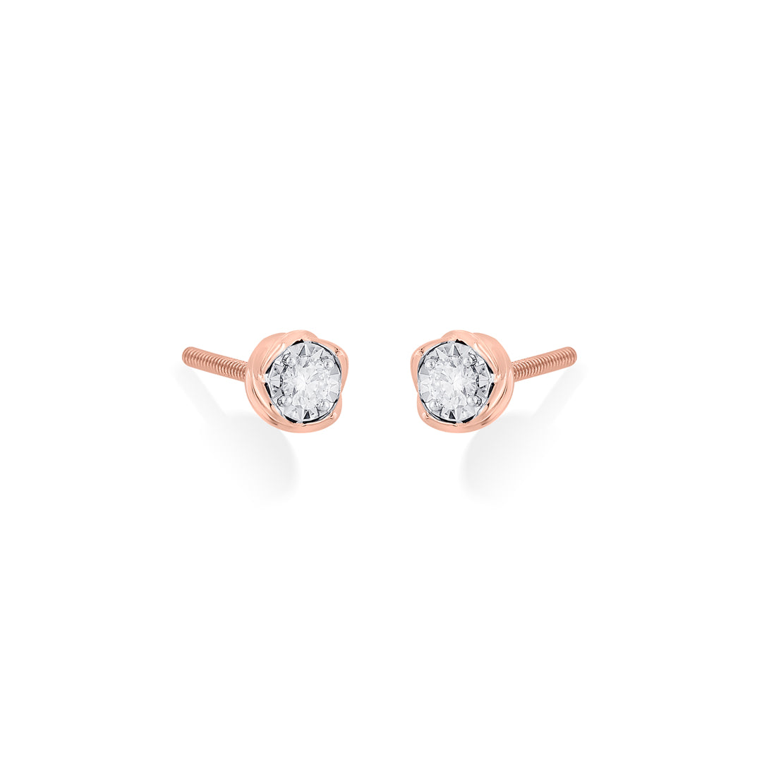 Moon Grace Diamond & Gold Stud Earrings for Women