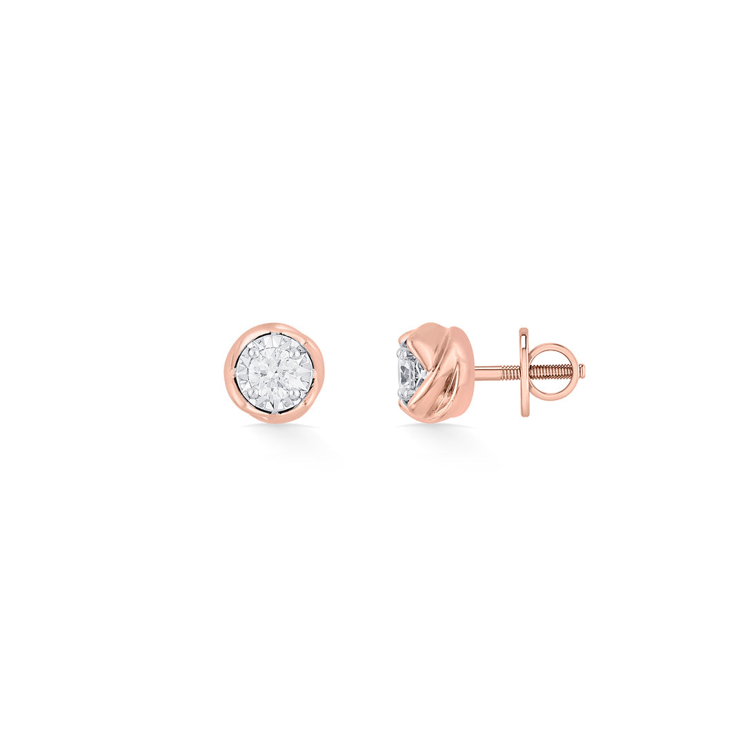 Moon Grace Diamond & Gold Stud Earrings for Women