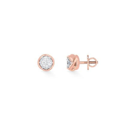 Moon Grace Diamond & Gold Stud Earrings for Women