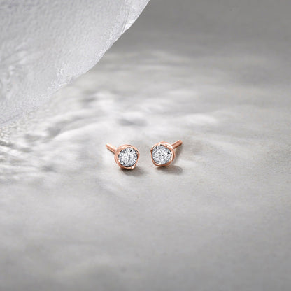 Moon Grace Diamond & Gold Stud Earrings for Women