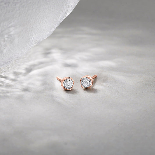 Moon Grace Diamond & Gold Stud Earrings for Women