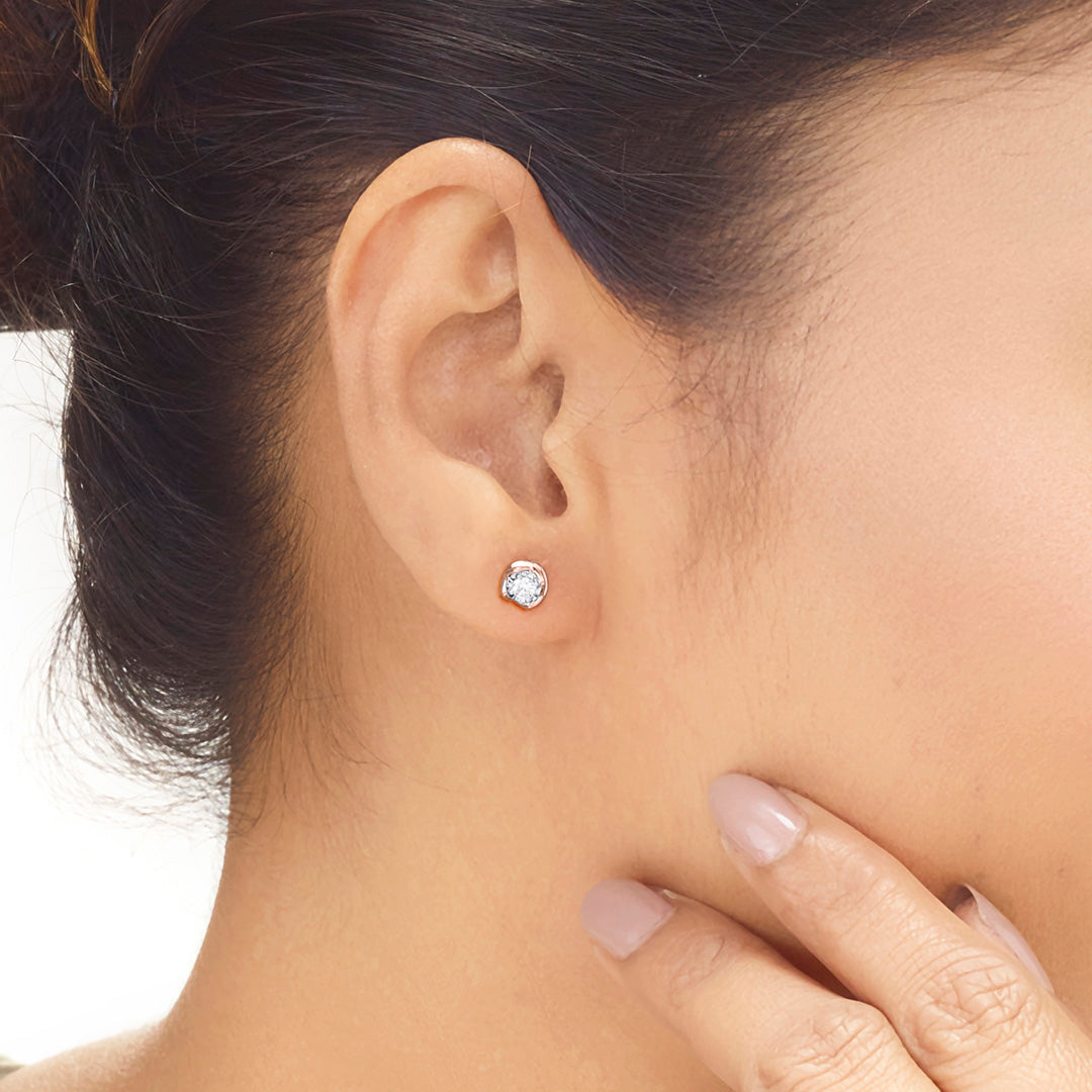 Moon Grace Diamond & Gold Stud Earrings for Women
