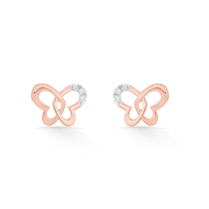 Butterfly Gleam Diamond & Gold Stud Earrings for Women