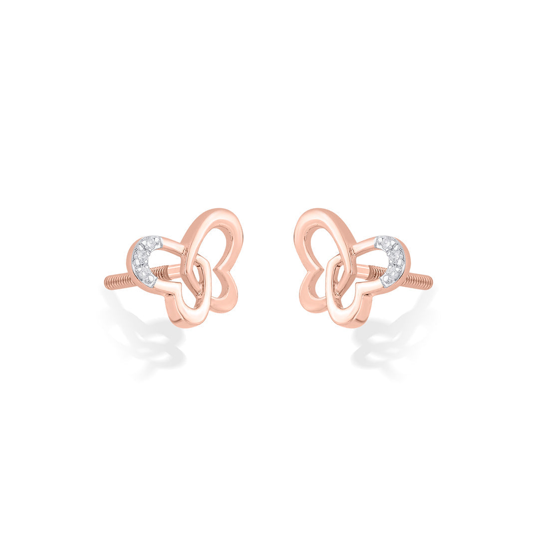 Butterfly Gleam Diamond & Gold Stud Earrings for Women