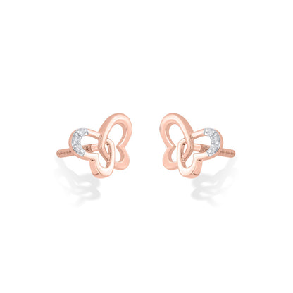 Butterfly Gleam Diamond & Gold Stud Earrings for Women