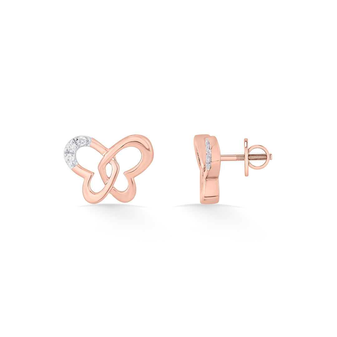 Butterfly Gleam Diamond & Gold Stud Earrings for Women