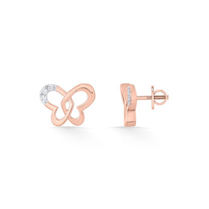 Butterfly Gleam Diamond & Gold Stud Earrings for Women