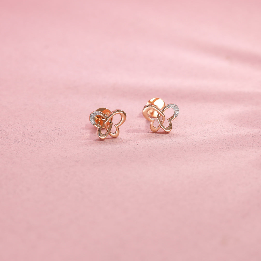 Butterfly Gleam Diamond & Gold Stud Earrings for Women