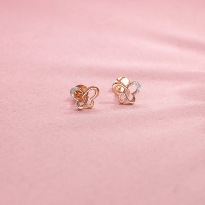 Butterfly Gleam Diamond & Gold Stud Earrings for Women