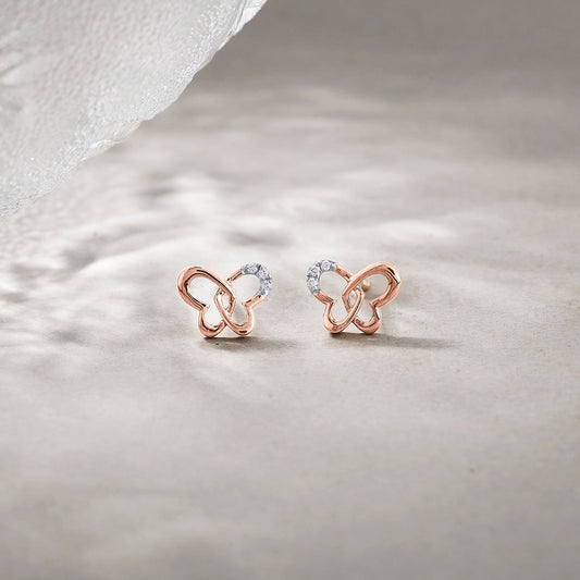 Butterfly Gleam Diamond & Gold Stud Earrings for Women