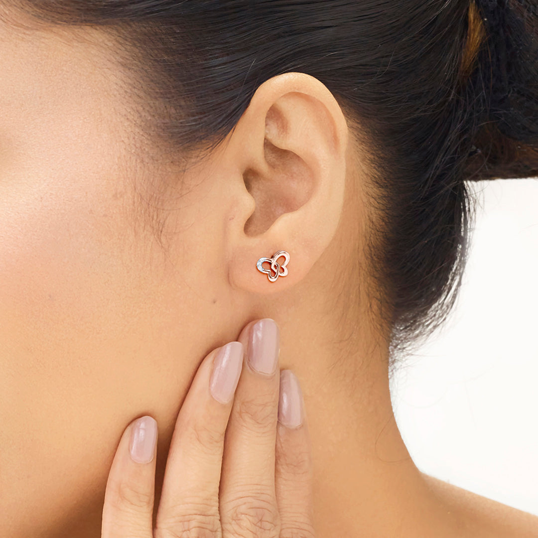 Butterfly Gleam Diamond & Gold Stud Earrings for Women