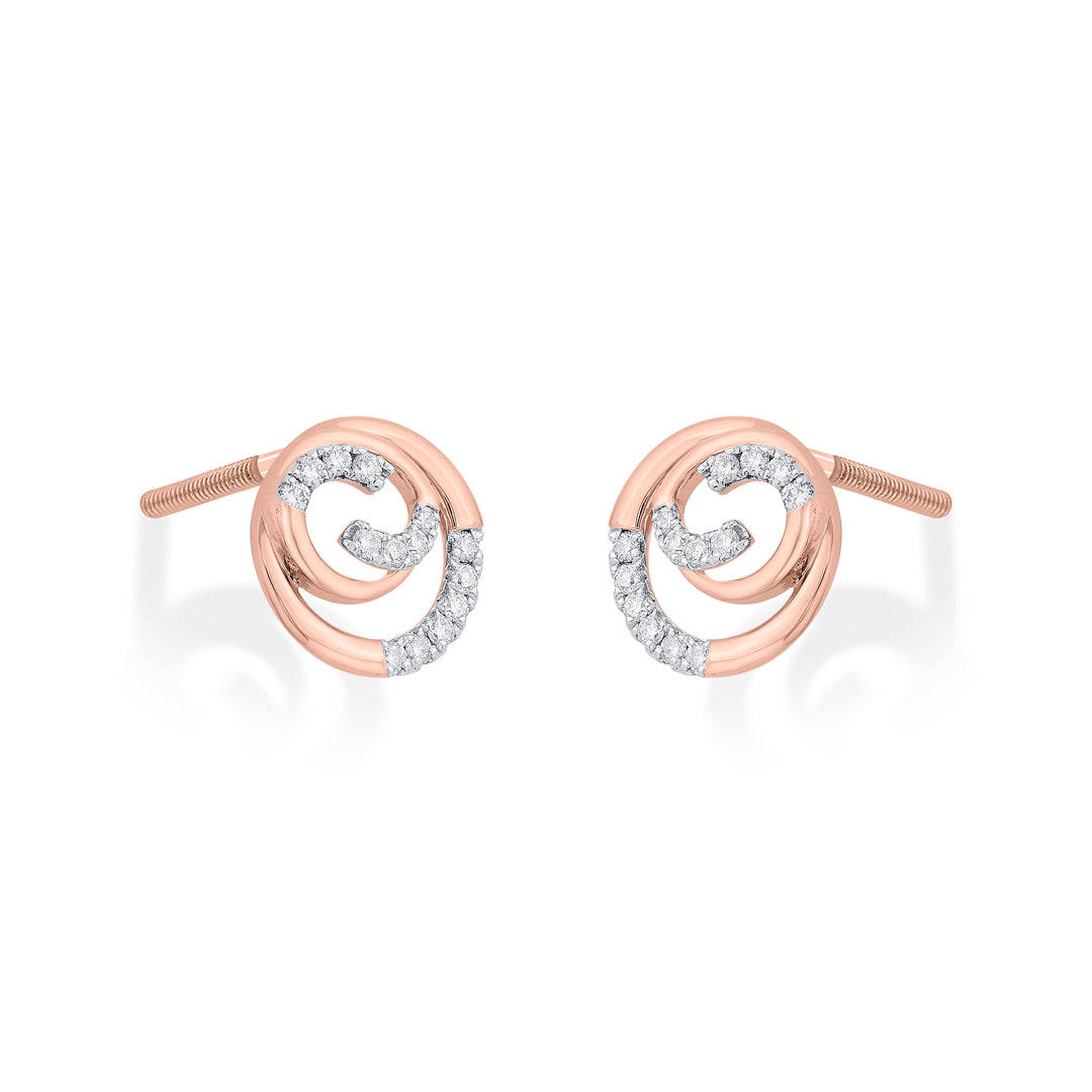 Luminous Shine Diamond & Gold Stud Earrings for Women