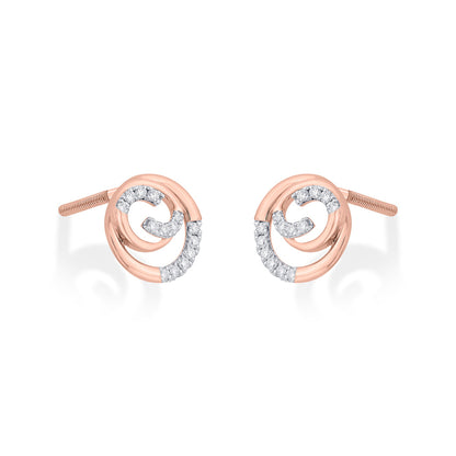 Luminous Shine Diamond & Gold Stud Earrings for Women
