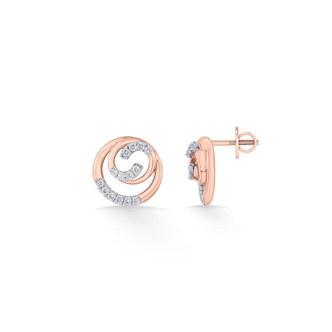 Luminous Shine Diamond & Gold Stud Earrings for Women