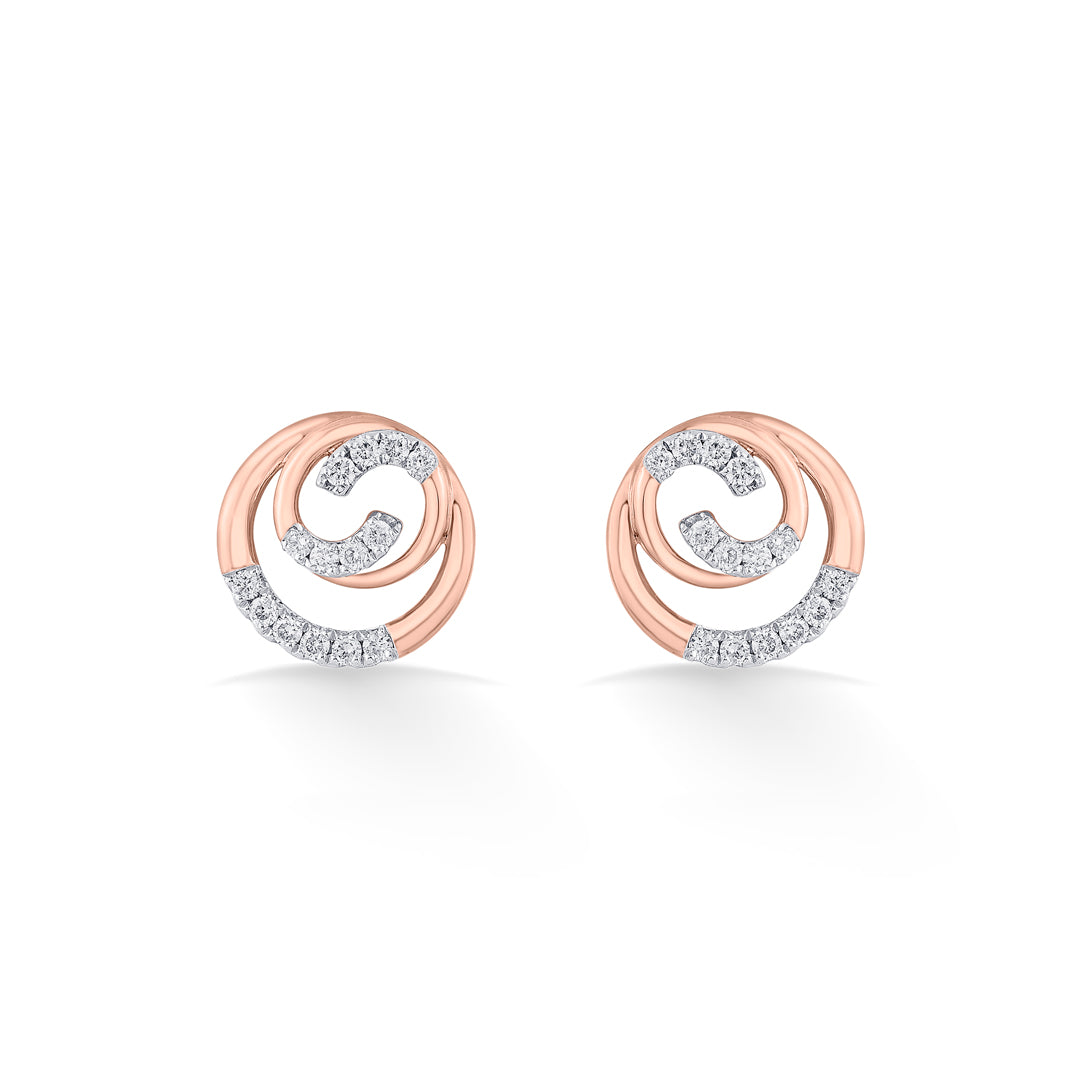 Luminous Shine Diamond & Gold Stud Earrings for Women