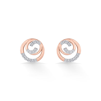 Luminous Shine Diamond & Gold Stud Earrings for Women