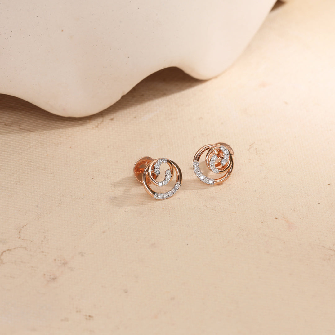Luminous Shine Diamond & Gold Stud Earrings for Women