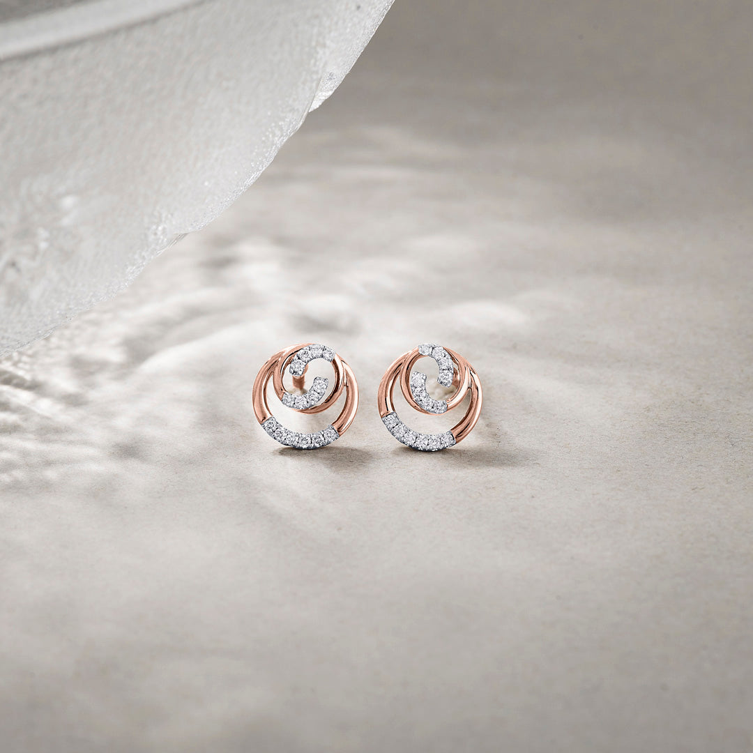 Luminous Shine Diamond & Gold Stud Earrings for Women