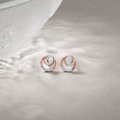 Luminous Shine Diamond & Gold Stud Earrings for Women