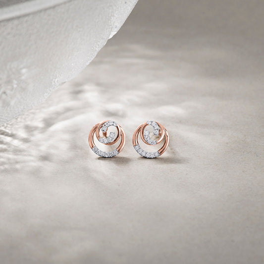 Luminous Shine Diamond & Gold Stud Earrings for Women