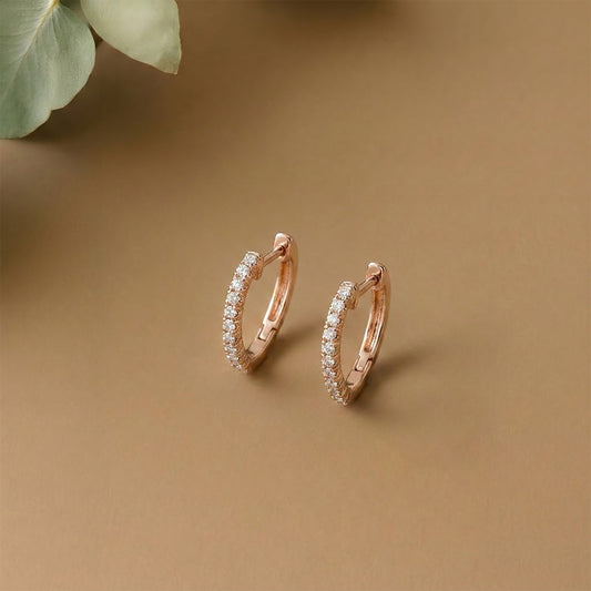 Luxe Stones Hoops & Huggies Rose Gold & Diamond Earrings