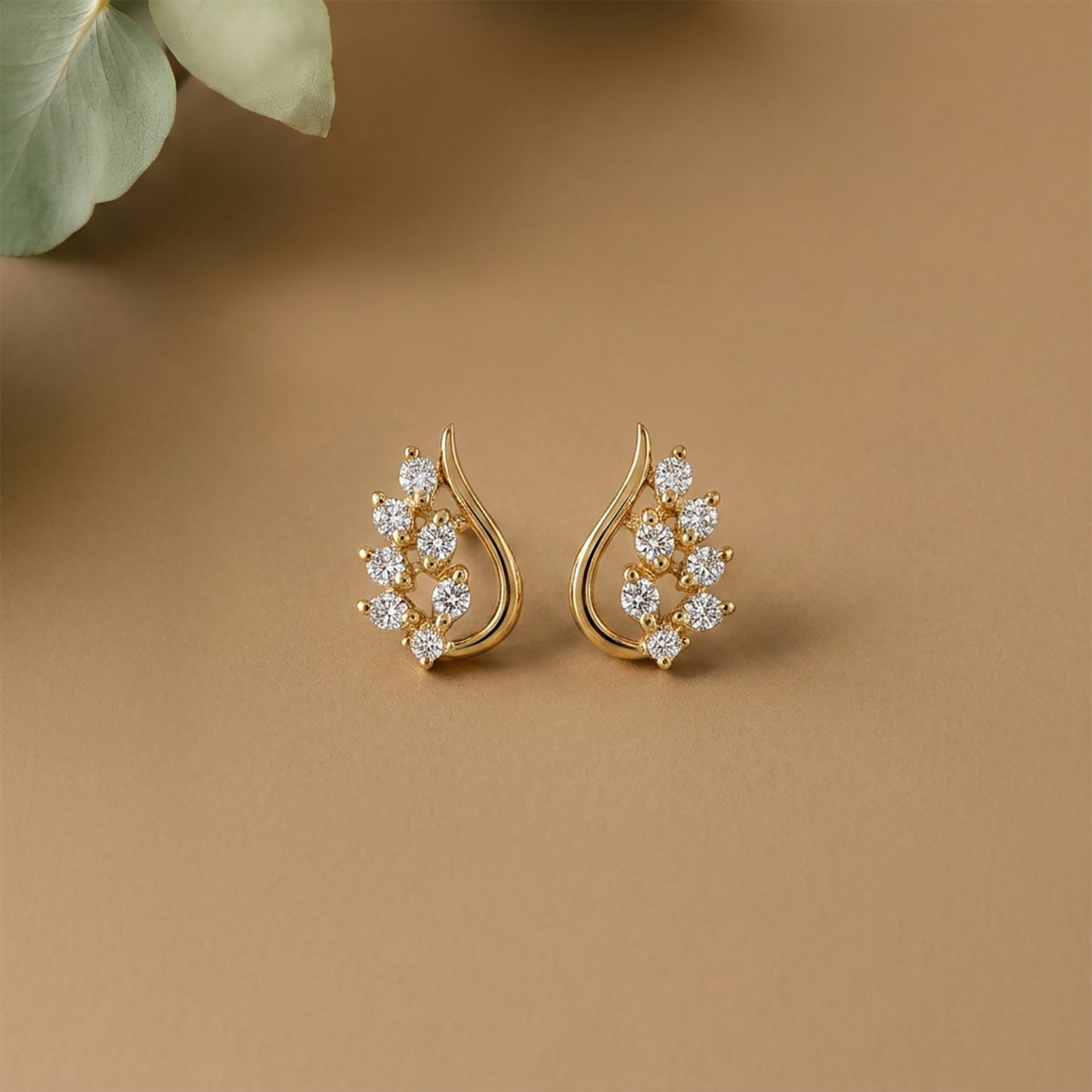 Radiant Wings Studs Yellow Gold & Diamond Earrings