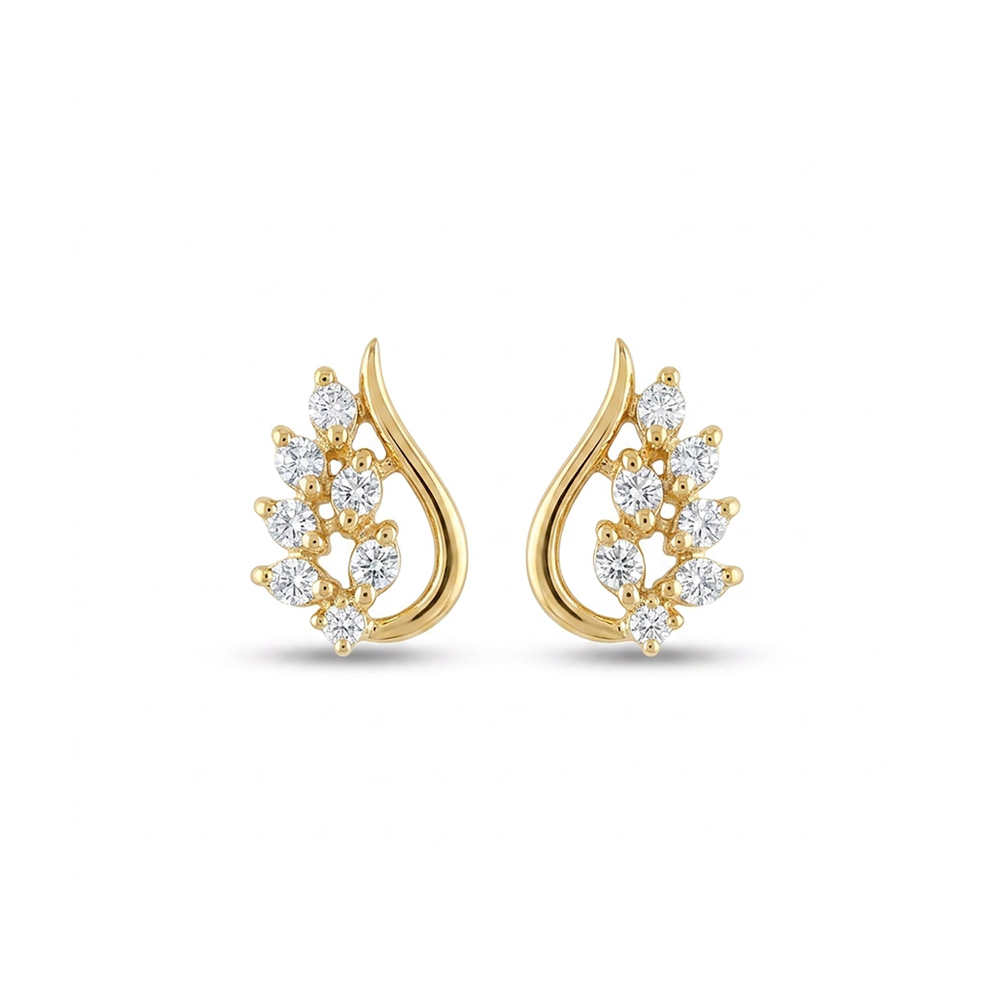 Radiant Wings Studs Yellow Gold & Diamond Earrings