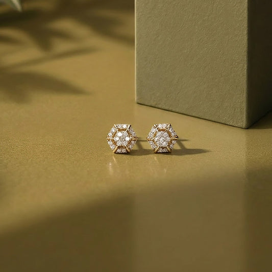 Celestial Shine Studs Yellow Gold & Diamond Earrings