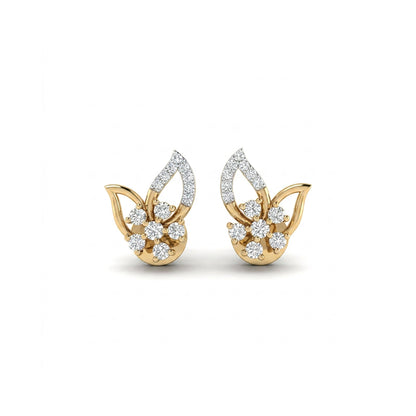 Blooming Petals Studs Yellow Gold & Diamond Earrings