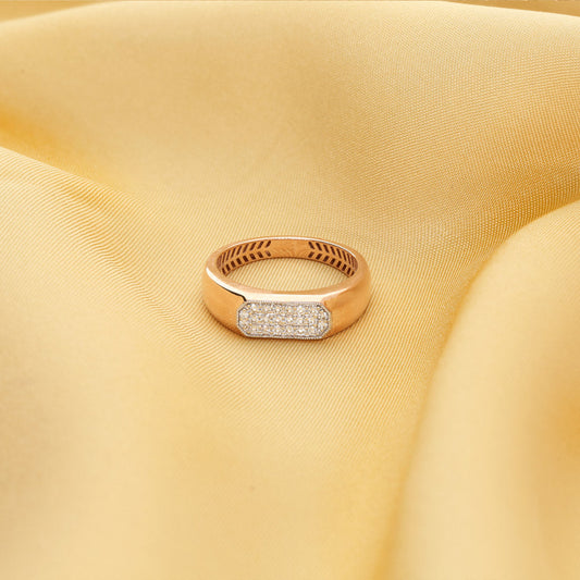 Crown Panel Diamond & Gold Men's Ring for Men