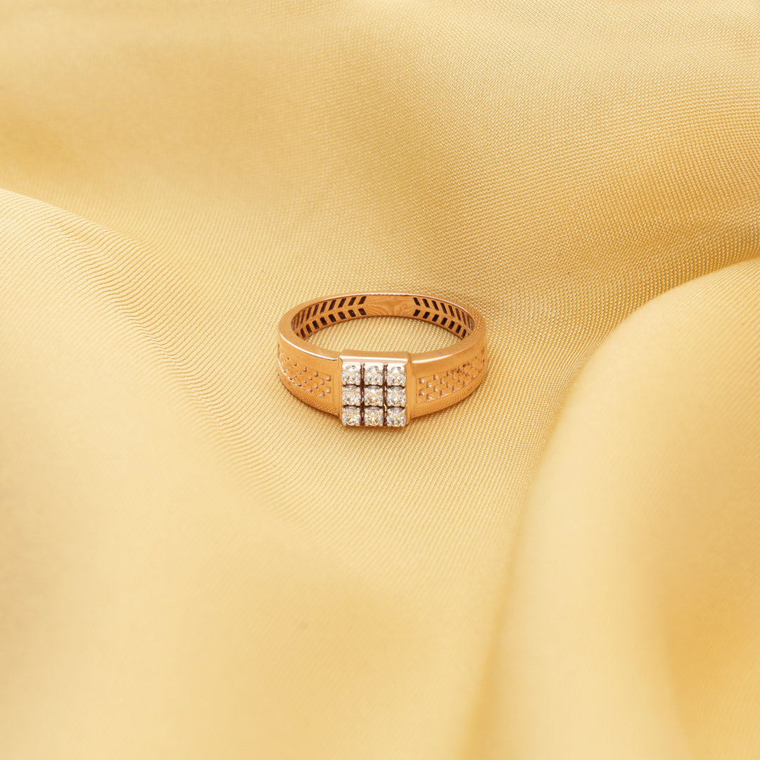 Regal Square Diamond & Gold Men's Ring for Men