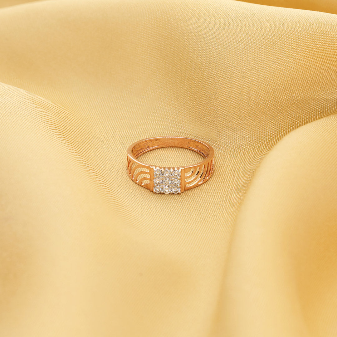Royal Grid Diamond & Gold Men's Ring for Men