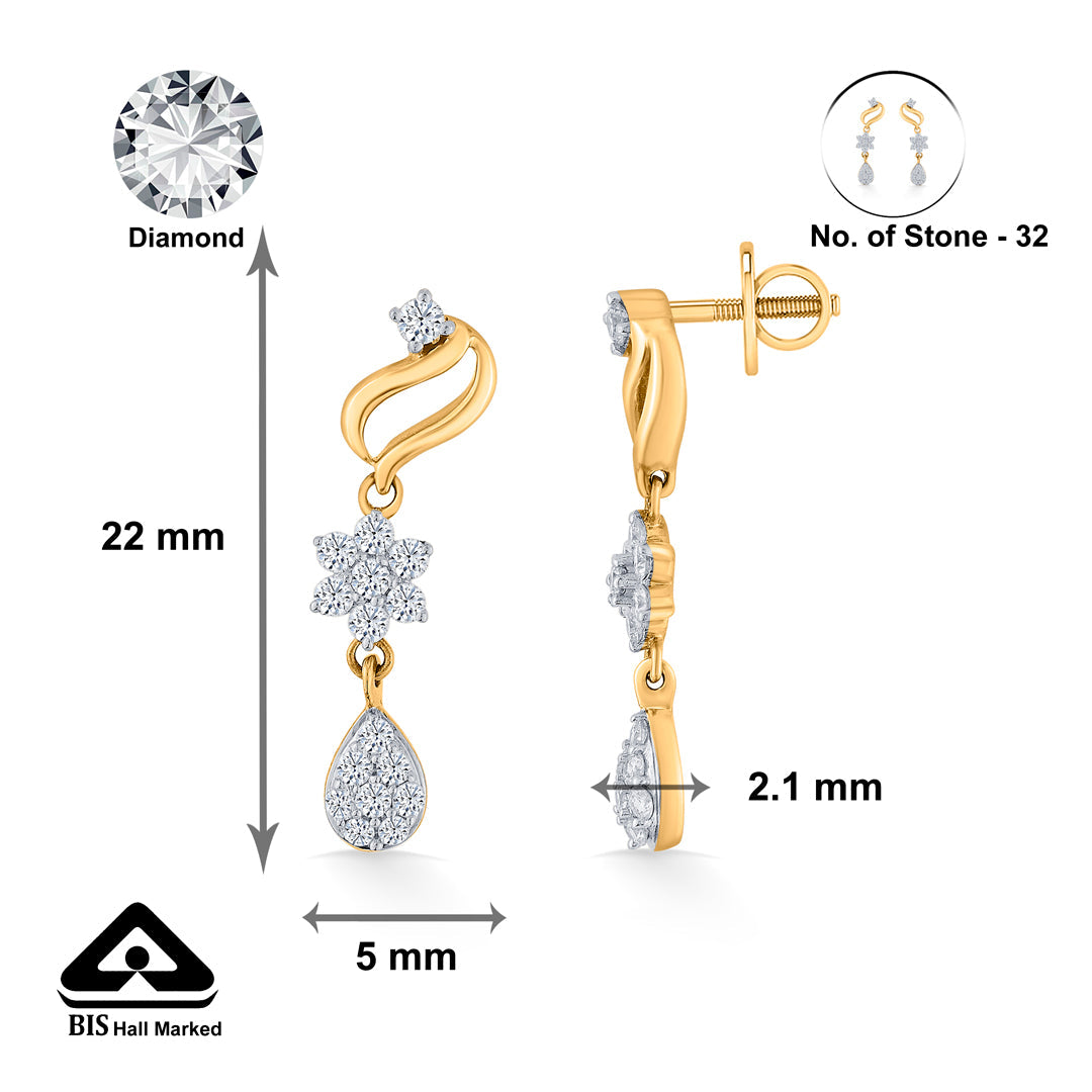 Magnolia Muse Diamond & Gold Drops & Danglers Earrings for Women