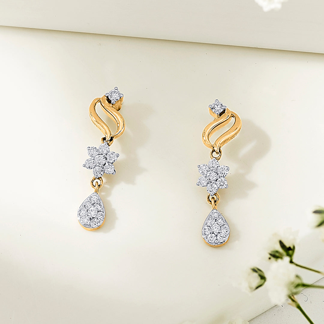 Magnolia Muse Diamond & Gold Drops & Danglers Earrings for Women