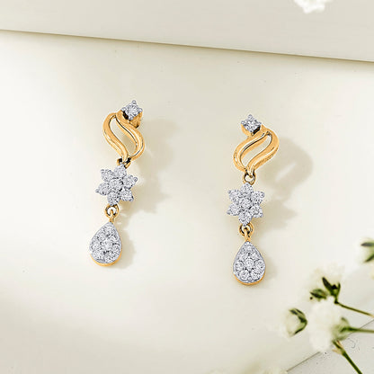 Magnolia Muse Diamond & Gold Drops & Danglers Earrings for Women