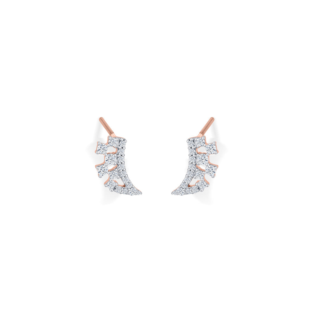 Crystal Stream Diamond & Gold Stud Earrings for Women