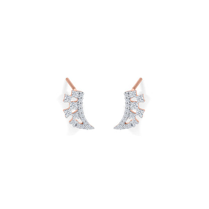 Crystal Stream Diamond & Gold Stud Earrings for Women