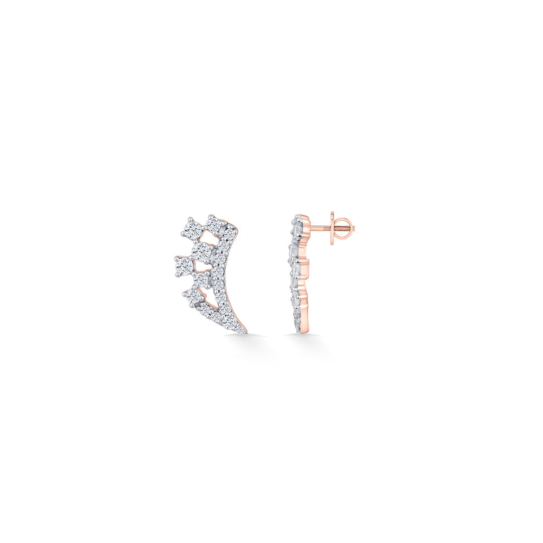 Crystal Stream Diamond & Gold Stud Earrings for Women