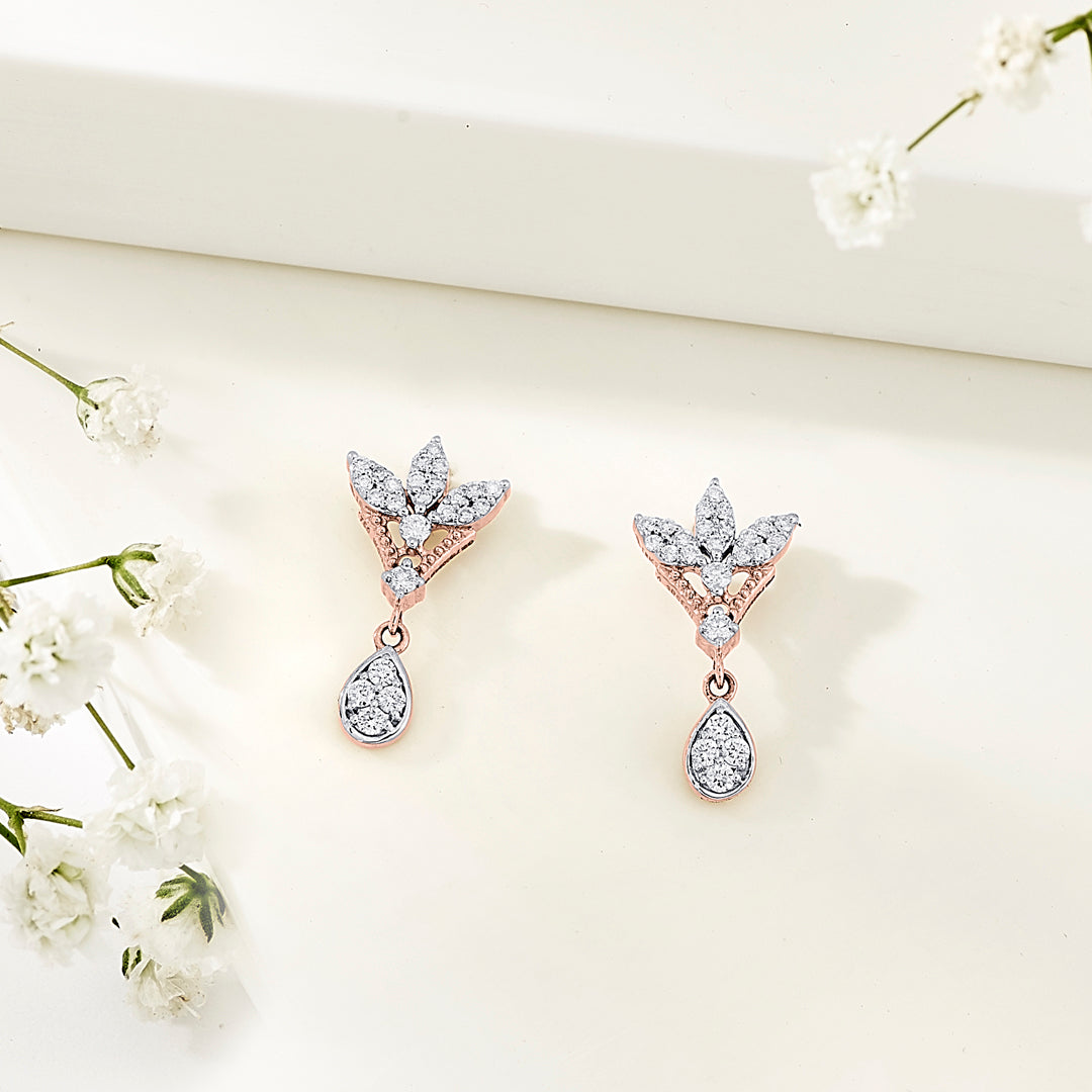 Angel Bloom Diamond & Gold Drops & Danglers Earrings for Women